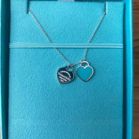 NIB Tiffany Blue Double Heart Tag Pendant (silver, small) original price $475 - Picture 3 of 4